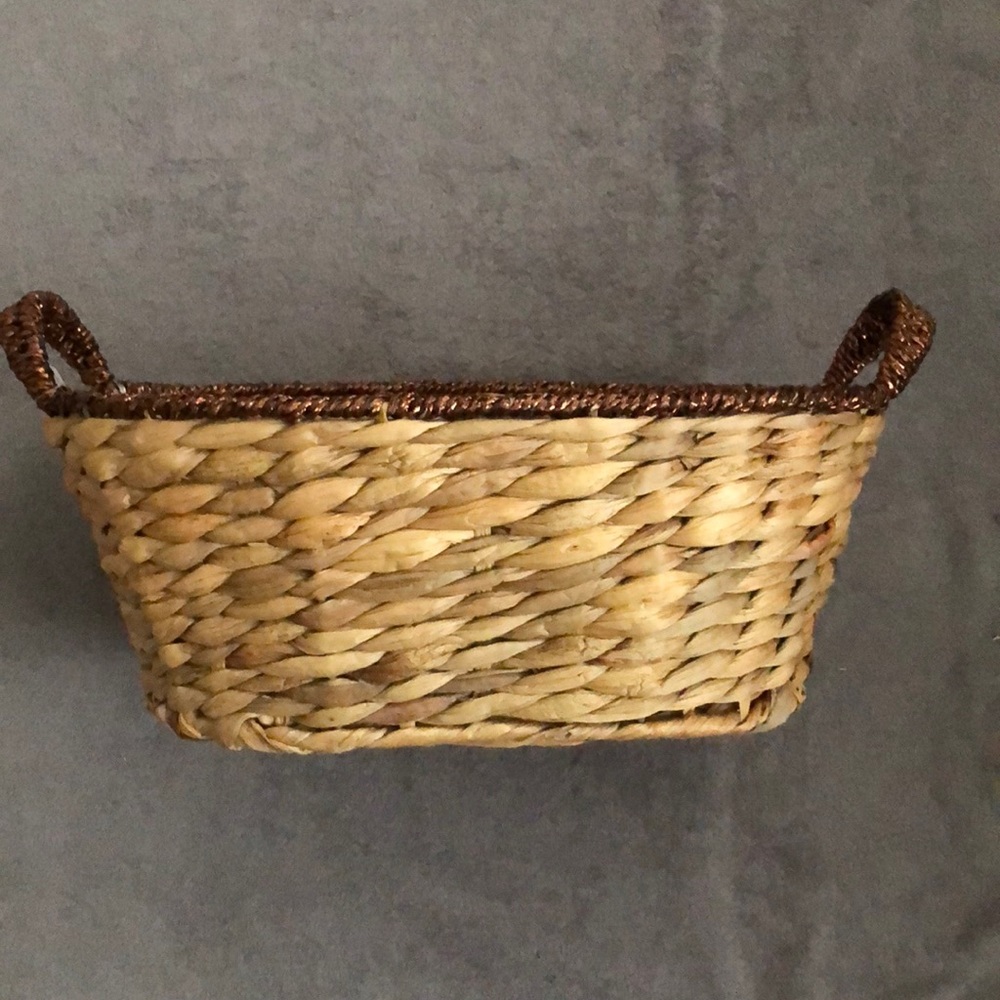 Wicker Basket with Brown Metallic Shimmer Handle